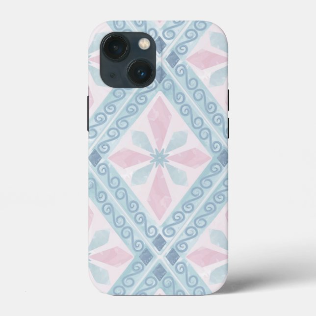 Coques Case-Mate iPhone motif bleu en forme de diamant (Verso)