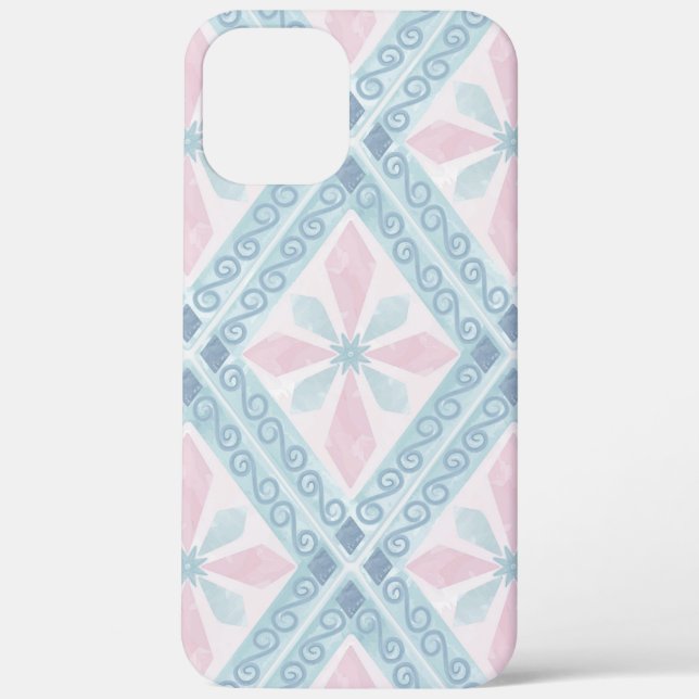Coques Case-Mate iPhone motif bleu en forme de diamant (Verso)