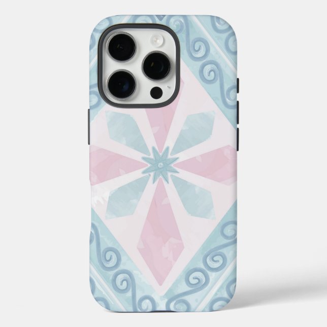 Coques Case-Mate iPhone motif bleu en forme de diamant (Verso)