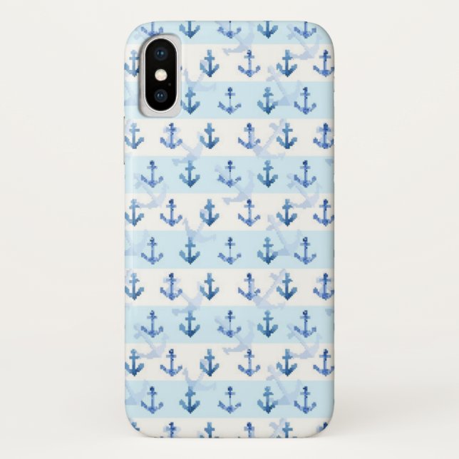 Coques Case-Mate iPhone Motif bleu en pastel d'Ancre (Dos)