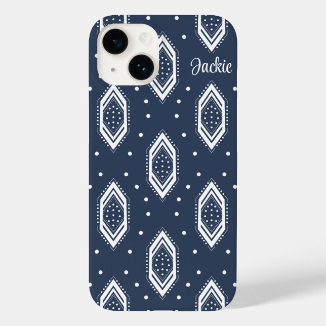 Coques Case-Mate iPhone Motif bleu et blanc de la marine (Verso)