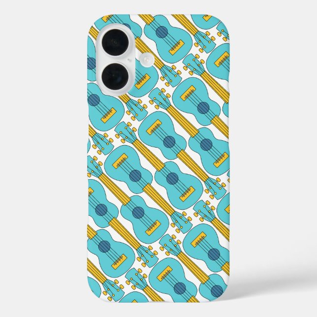 Coques Case-Mate iPhone Motif bleu et blanc d'Ukulele (Verso)