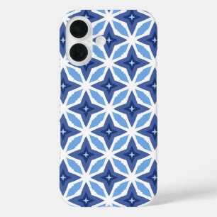 Coque Pour iPhone 16 Motif bleu géométrique