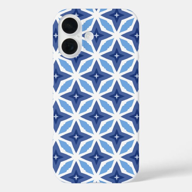 Coques Case-Mate iPhone Motif bleu géométrique (Verso)