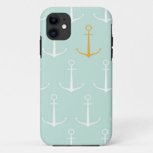 Coque iPhone 11 Motif bleu girly de très bon goût d'ancre d'ancr
