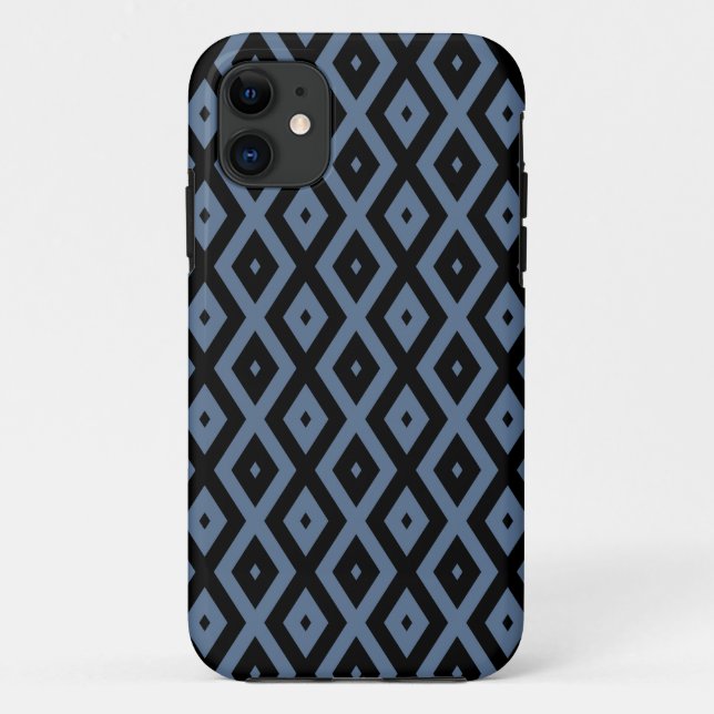 Coques Case-Mate iPhone Motif bleu gris et noir diamant (Dos)