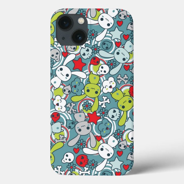 Coques Case-Mate iPhone motif bleu kawaii (Verso)