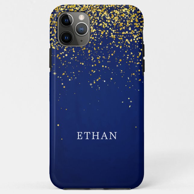 Coques Case-Mate iPhone Motif bleu pailleté moderne (Dos)
