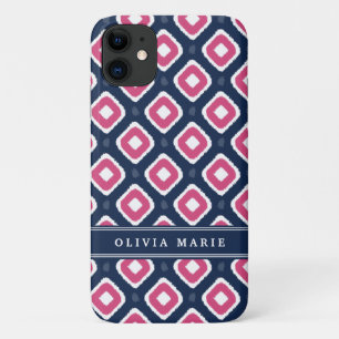 Case-Mate iPhone Case Motif bleu rose Ikat Mod avec nom
