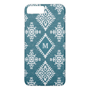 Coque Case-Mate Pour iPhone Motif bleu turquoise du monogramme Amadora