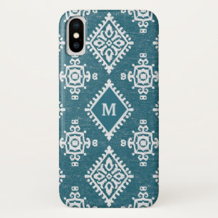 Coque iPhone X Motif bleu turquoise du monogramme Amadora