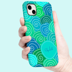 Coque Case-Mate iPhone Motif bleu vert mignon vintage fantaisiste personn