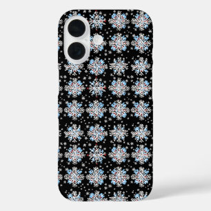 Coque Pour iPhone 16 Motif Blue Snowflake