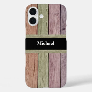 Coque Pour iPhone 16 Plus Motif Bois Rustique Nom Personnalisable
