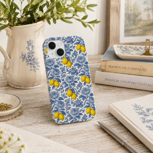 Coque Case-Mate iPhone Motif botanique de citron bleu vintage