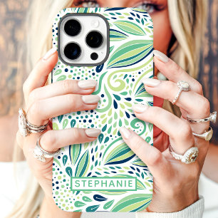 Coque iPhone 16 Pro Max Motif Botanique de Feuille Nom Personnalisé
