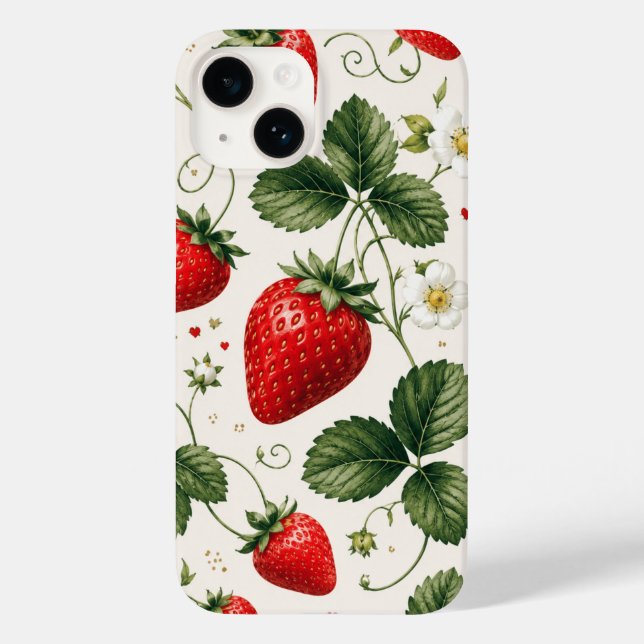 Coques Case-Mate iPhone Motif botanique de fraise sans couture de style vi (Verso)
