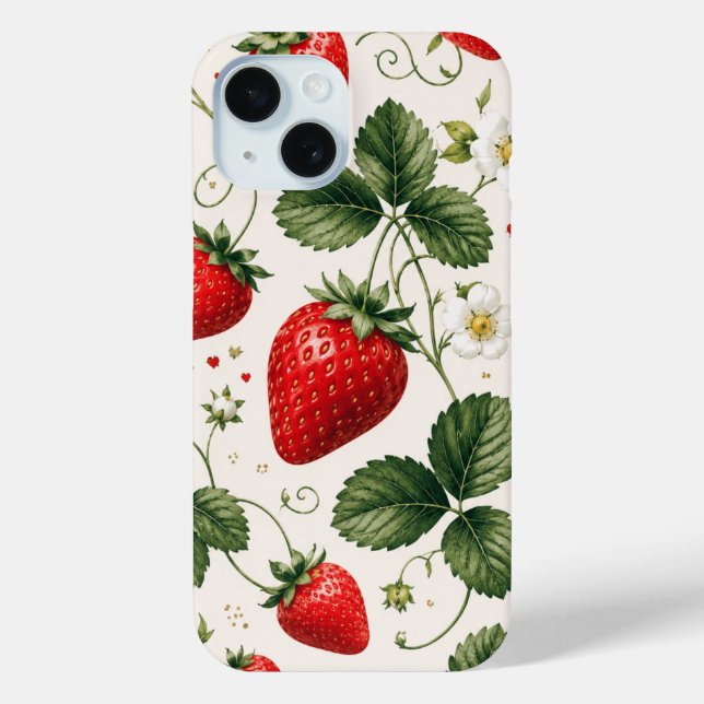 Coques Case-Mate iPhone Motif botanique de fraise sans couture de style vi (Verso)