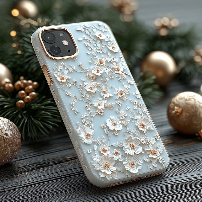 Coques Case-Mate iPhone Motif botanique floral blanc élégant (Créateur téléchargé)