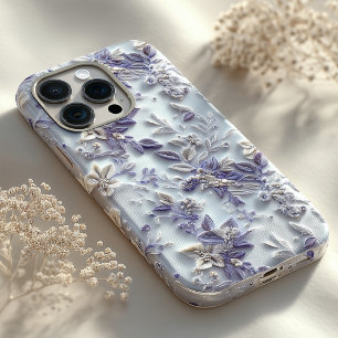 Coque Case-Mate iPhone Motif botanique floral blanc lavande