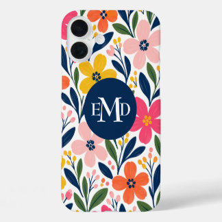 Coque Pour iPhone 16 Plus Motif botanique floral moderne de couleur unie