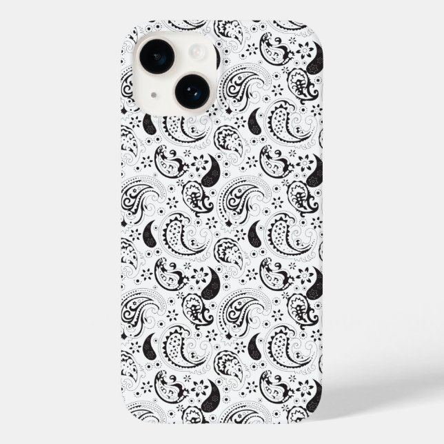 Coques Case-Mate iPhone Motif cachemire noir et blanc – Art textile élégan (Verso)