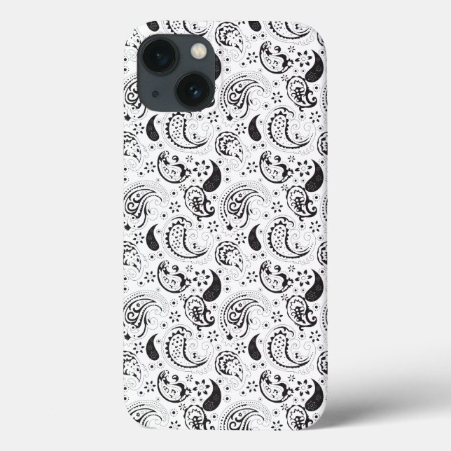 Coques Case-Mate iPhone Motif cachemire noir et blanc – Art textile élégan (Verso)