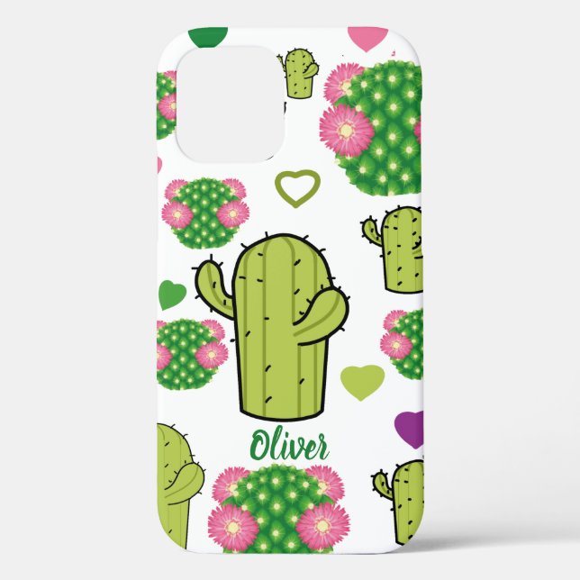 Coques Case-Mate iPhone Motif Cactus & Herts | Nom personnalisé ou monogra (Verso)