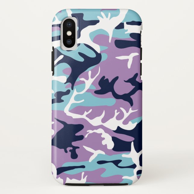 Coques Case-Mate iPhone Motif Camo - Violet Marine Bleu Blanc (Dos)