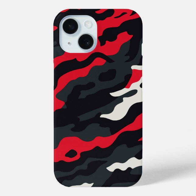 Coques Case-Mate iPhone Motif camouflage camouflé rouge noir gris blanc (Verso)