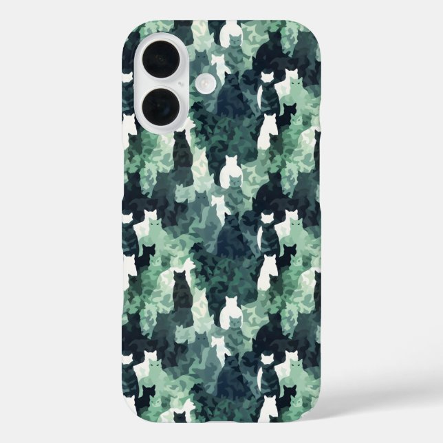 Coques Case-Mate iPhone Motif Camouflage de chats verts (Verso)