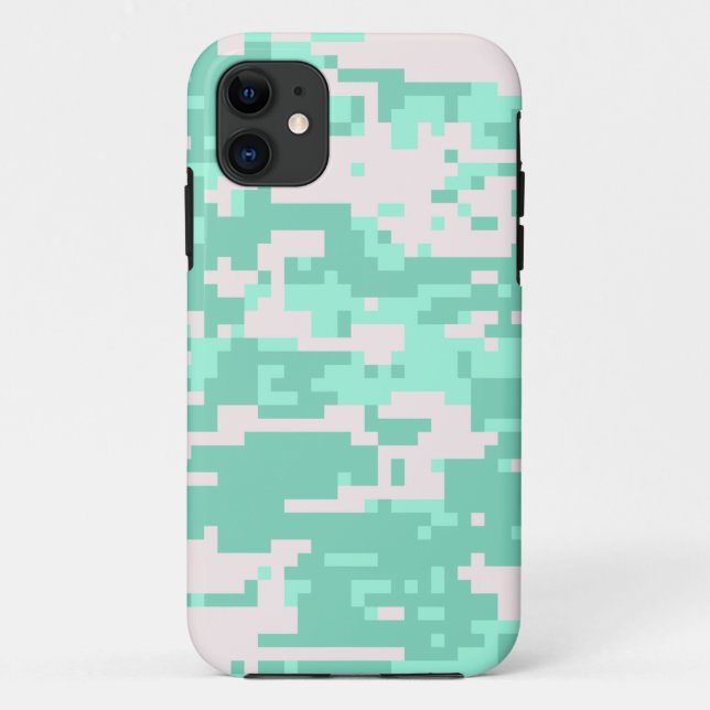 Coques Case-Mate iPhone Motif camouflage numérique menthe verte (Dos)