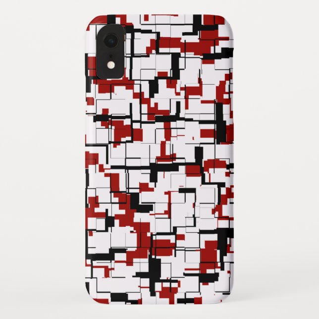 Coques Case-Mate iPhone Motif camouflage numérique noir blanc rouge (Dos)