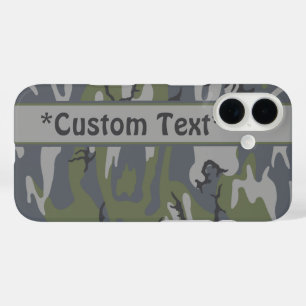 Coques iPhone 16 Motif camouflage roche altéré avec texte personnal