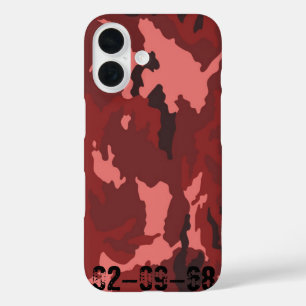 Coque Pour iPhone 16 Motif camouflage rouge rose marron
