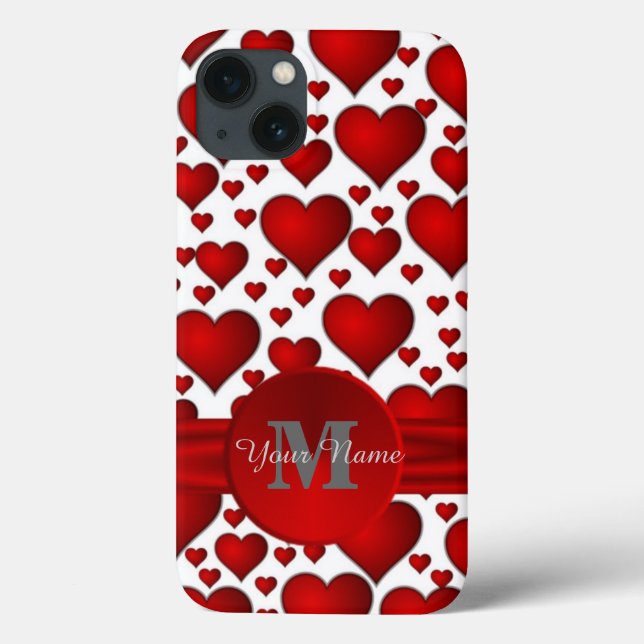 Coques Case-Mate iPhone Motif cardiaque romantique monogrammé (Verso)