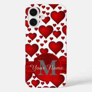 Coque Pour iPhone 16 Motif cardiaque romantique monogrammé