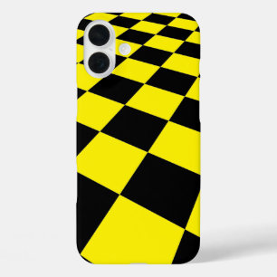 Coque Pour iPhone 16 Plus Motif Carré noir et jaune