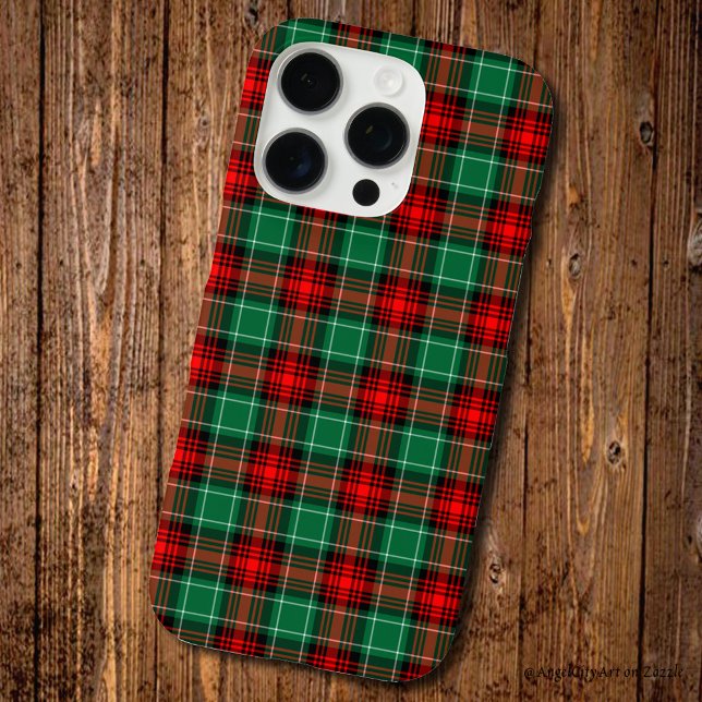 Coques Case-Mate iPhone Motif carreau de Noël rouge vert (Retro country red green plaid pattern.)