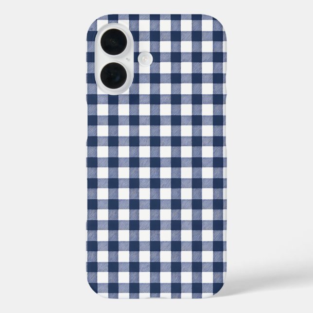 Coques Case-Mate iPhone Motif carreaux gingham - Bleu marine (Verso)