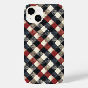 Coque Case-Mate iPhone Motif carreaux Navy et Rouge intemporel