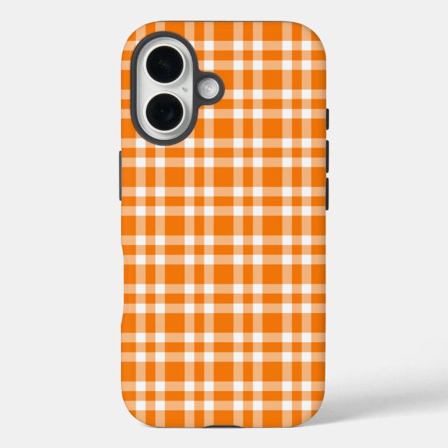 Coques Case-Mate iPhone Motif carreaux orange blanc (Verso)