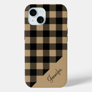 Coque Case-Mate iPhone Motif carreaux plaid beige moderne de Buffalo