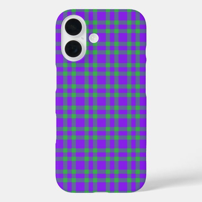Coques Case-Mate iPhone Motif carreaux vert et violet (Verso)