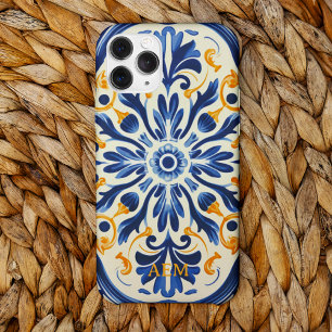 Coque Case-Mate iPhone Motif carrelage Vintage bleu blanc