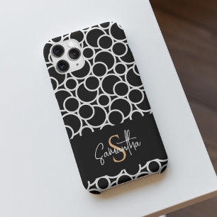 Case-Mate iPhone Case Motif Cercle noir et blanc avec Monogramme