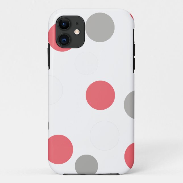 Coques Case-Mate iPhone Motif Cercles Boules Gris Blanc Corail Rose (Dos)