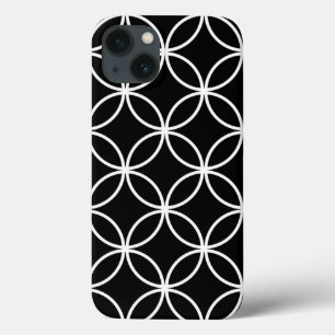 iPhone 13 Case Motif Cercles Modernes Noir et Blanc