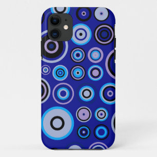 Coques Pour iPhone Motif Cercles rétro bleu   Vintage coloré