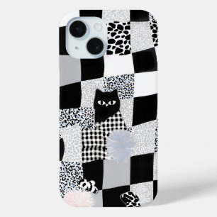 Coque Case-Mate iPhone Motif Chat Noir Gingham à carreaux mixtes Guépard
